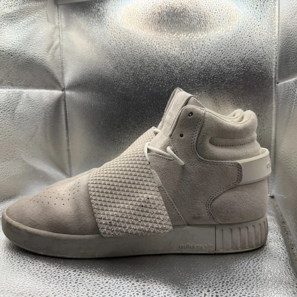 Size 11.5 Adidas‎ Tubular Invader Strap High Top Off White Mens Sneakers BB5038